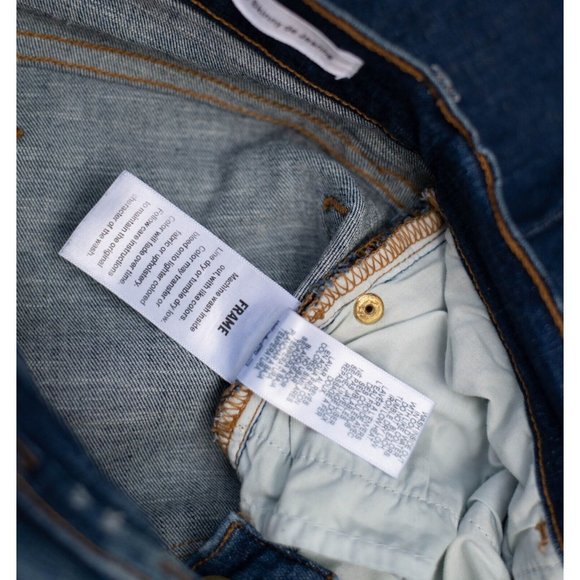 FRAME Womens Le Skinny de Jeanne Jeans Size 24 Blue Wash Frayed Cutoff Mid Rise - Picture 6 of 6